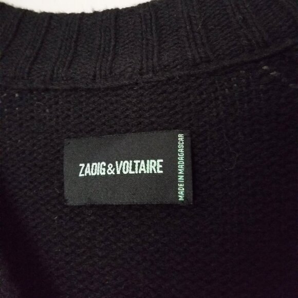 Zadig & Voltaire Valmy Reve D'Amour Vneck Jumper Sweater L 100% Merino Wool $358 - Picture 8 of 16